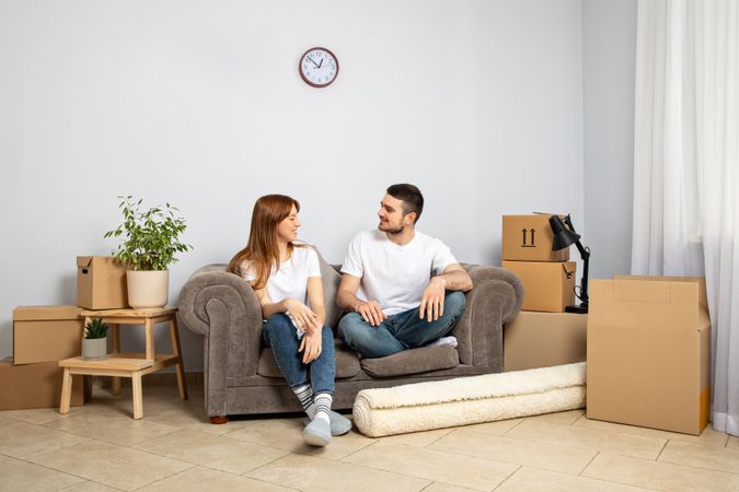 Concept of move with a happy young couple