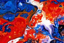 Blue and Red Fluid Art, Abstract Acrylic Pouring