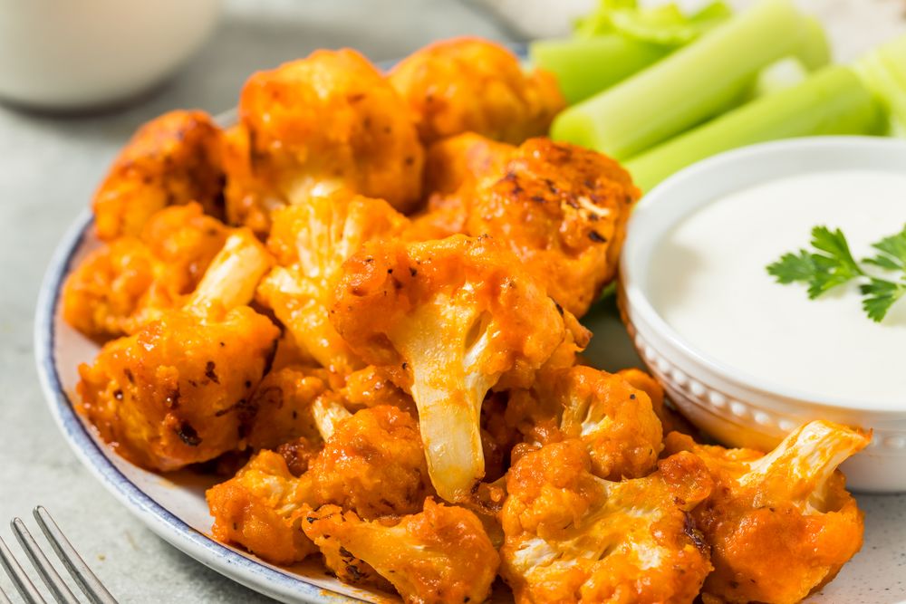 Roasted Homemade Baked Buffalo Cauliflower Wings