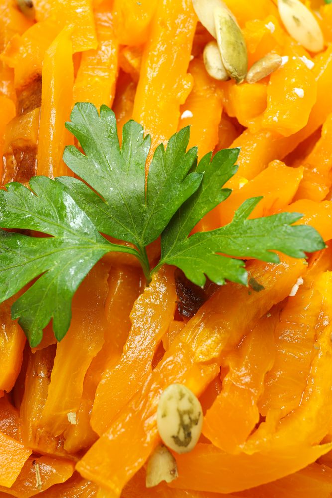 Concept of tasty homemade dish - baked pumpkin
