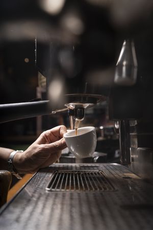 Barista using coffee machine