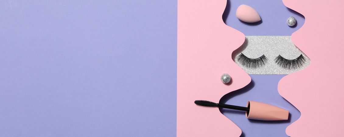 concept of cosmetology tools and beauty treatment, false eyelashes