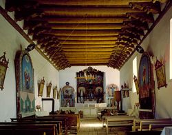 Interior of the adobe San Jose de Gracia Church, Sangre de Cristo Mountains, New Mexico v5lqo4