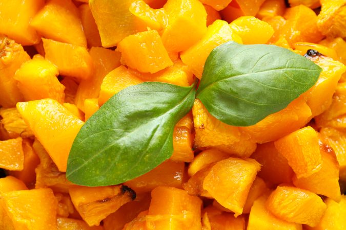 Concept of tasty homemade dish - baked pumpkin