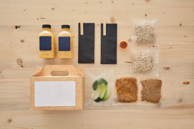Set of various ingredients for ramen