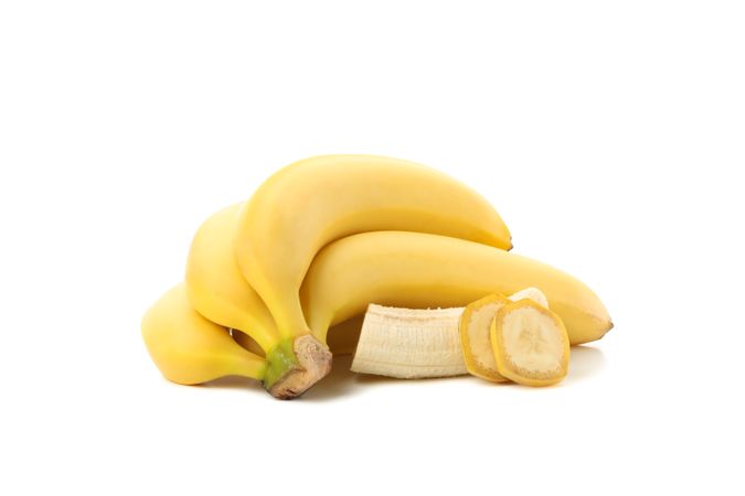 Banana cluster isolated on blank background. Fresh fruit