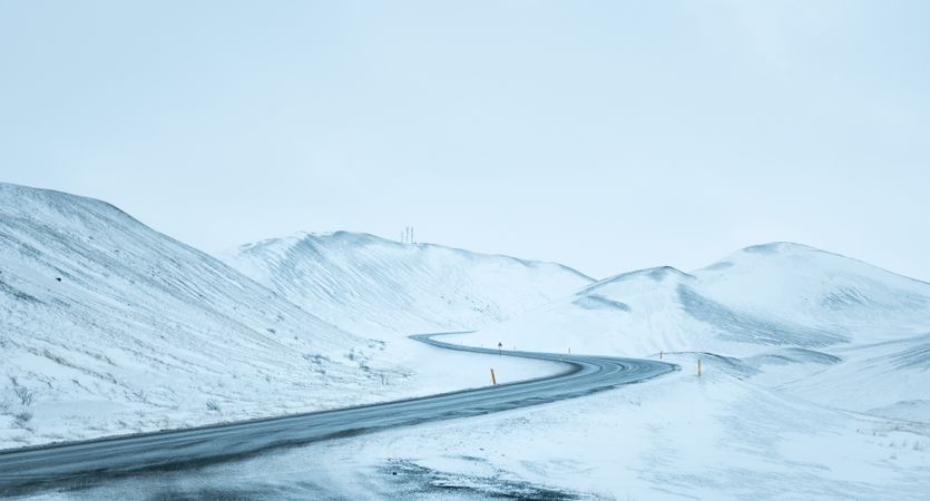 Snowy road in Iceland