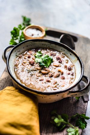 Hearty bean soup with parsley