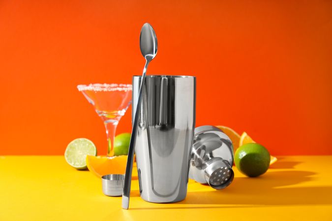 Concept of preparing alcohol drink or cocktail, shaker