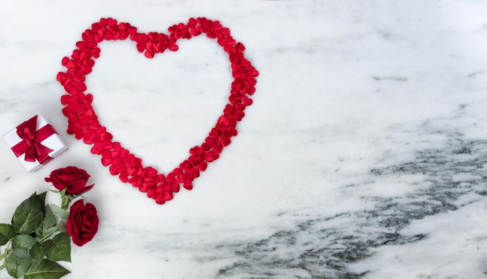 Hearts and gifts for Valentine’s Day, copy space