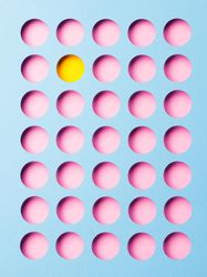 Circle pattern cut out with yellow, pink and blue