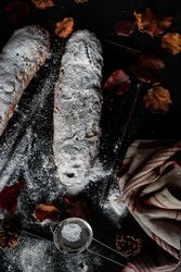 Cut Stollen with powdered sugar