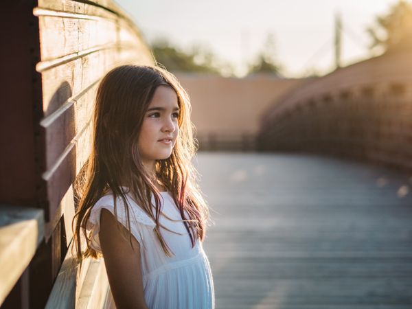 Portrait of adorable girl in sunshine