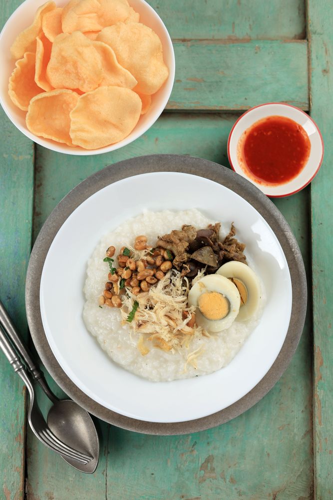Bubur Ayam or Indonesia Chicken Porridge, Indonesian Street Food