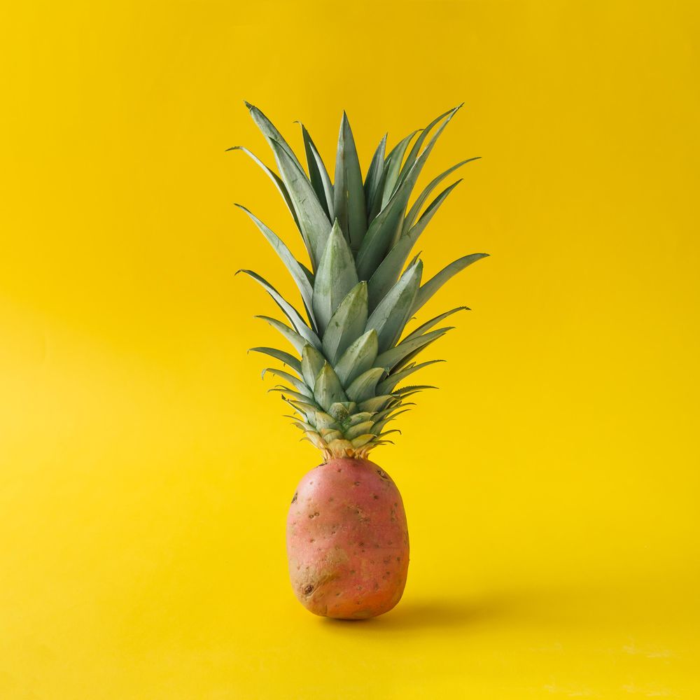 Potato with pineapple leaves