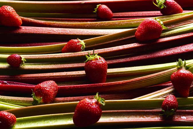 Rhubarb and strawberry background