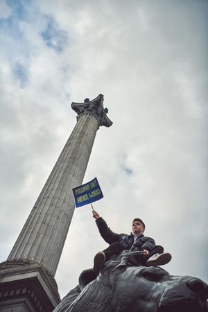 London, England, United Kingdom - March 23rd, 2019: Brexit protester in Trafalgar Square
