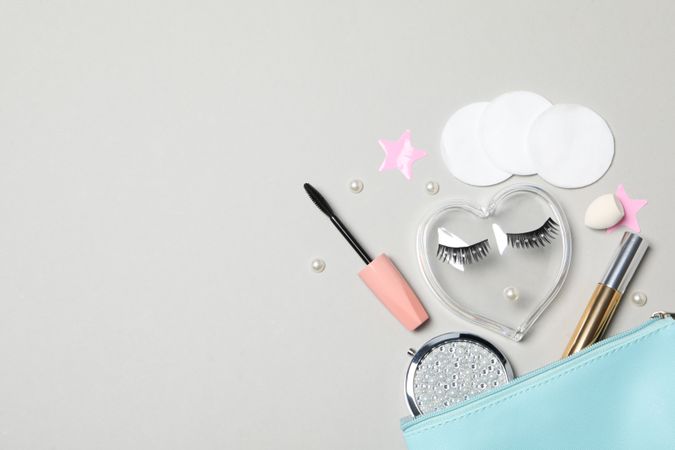 False eyelashes, concept of different makeup accessories