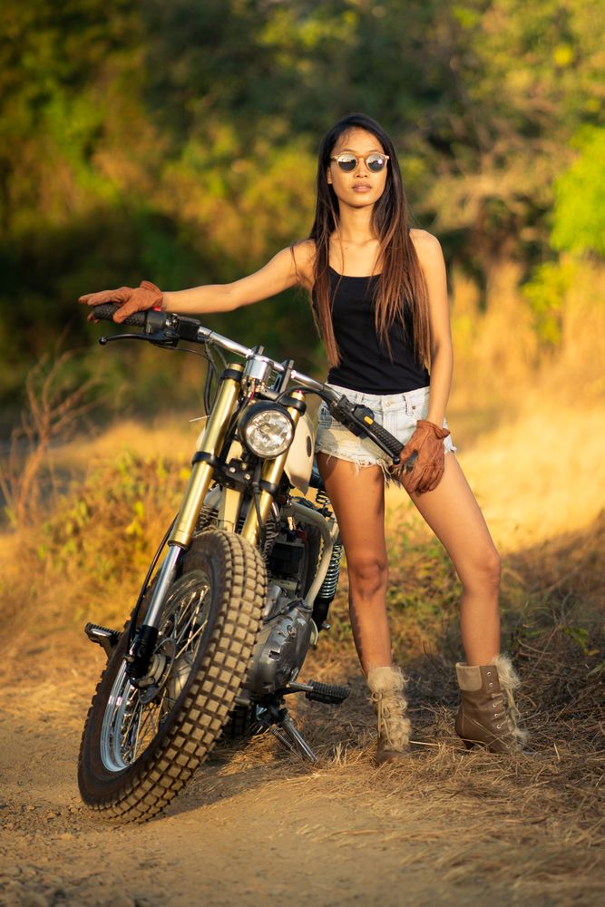 female on motorbike