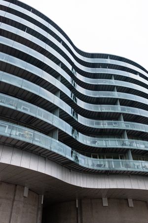 Curve of patios on residential building in Copenhagen
