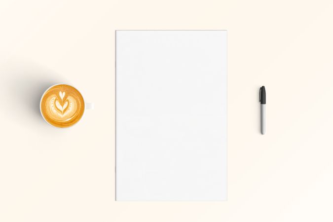 Modern workspace with  copy space on color background