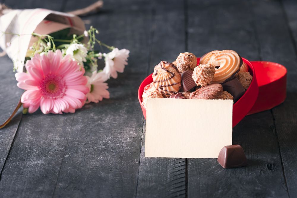 Box of sweets and message card