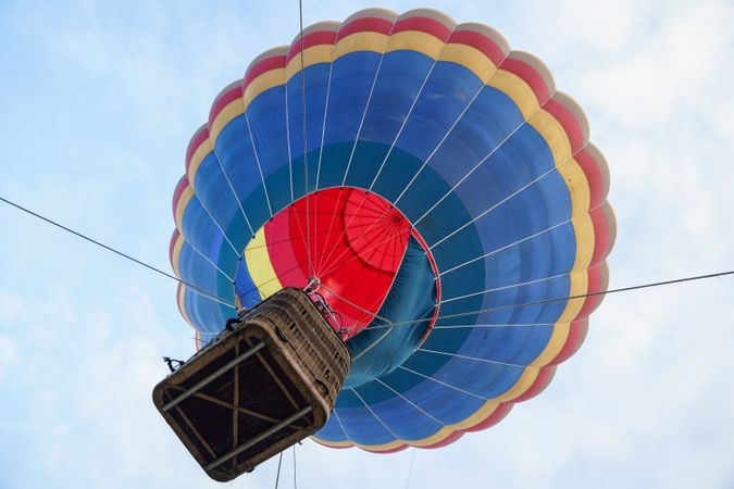 Hot air balloon ascending in Aeroestacion Festival in Guadix, Granada, Andalusia, Spain