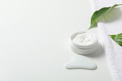 Concept of skin care, cream cosmetic, space for text