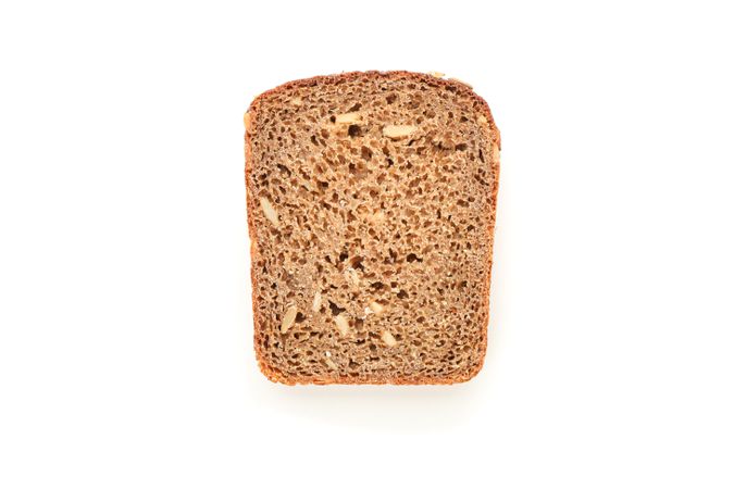Rye bread piece isolated on blank background. Bakery products