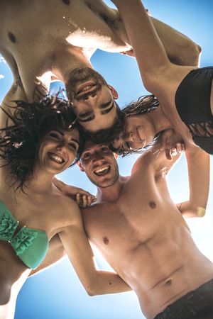 Friends hugging posing for photo