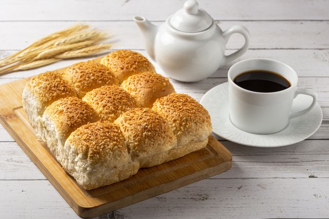 Breakfast table with coconut bread.