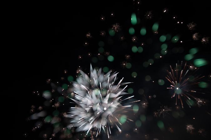 Bright fireworks on night sky