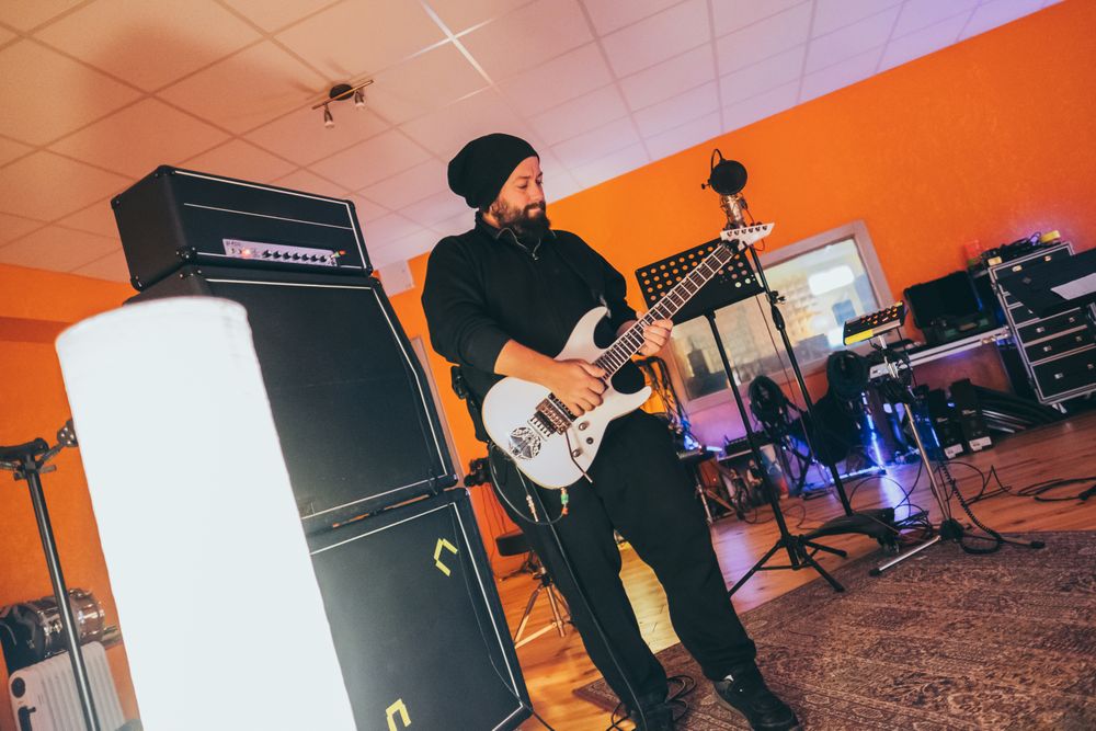 Musician playing guitar