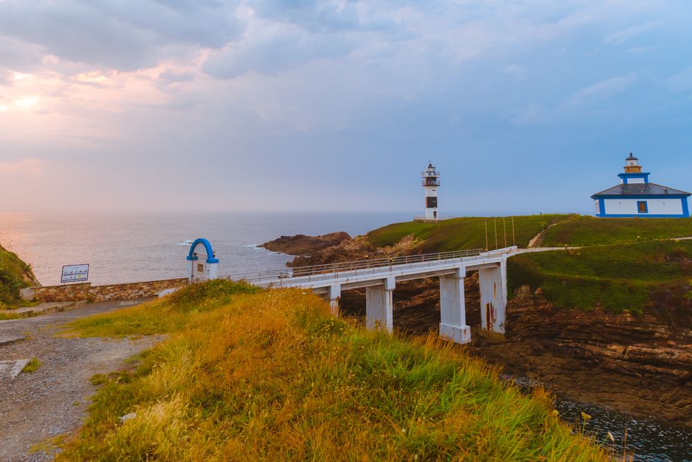 Amazing lighthouse on cliff near sea