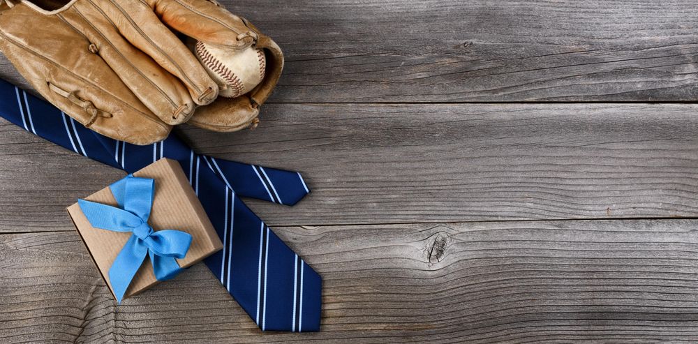 Father’s day celebration with baseball stuff and other gifts