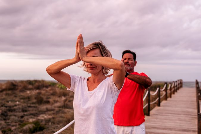 Adult couple exercising in nature