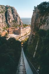 Picturesque view of bridge and mountain city