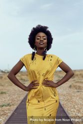 Black Woman In Yellow Dress Standing In Desert - Free Photo (4M7Ga0 ...