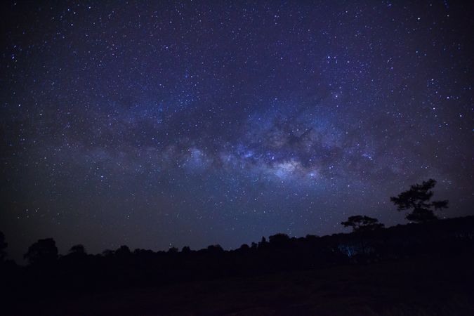 Landscape milky way galaxy with cloud and space dust in the universe, Long exposure photograph, with grain.