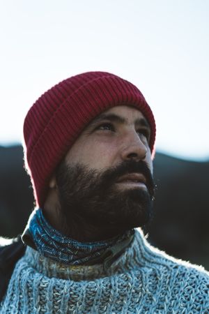 Adult man trekking in mountains