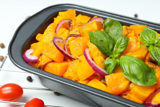 Concept of tasty homemade dish - baked pumpkin