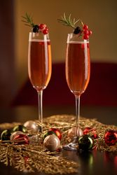 Champagne glasses during Christmas celebration