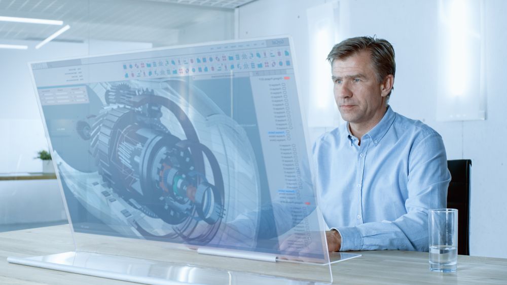 In the Near Future Professional Engineer Works on Transparent Computer Display