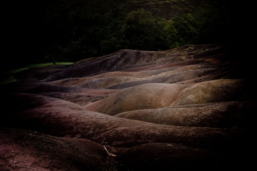 Tourist site in Mauritius with multiple colors