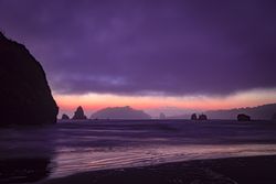 Rocky Northern Californian coast at sunset
