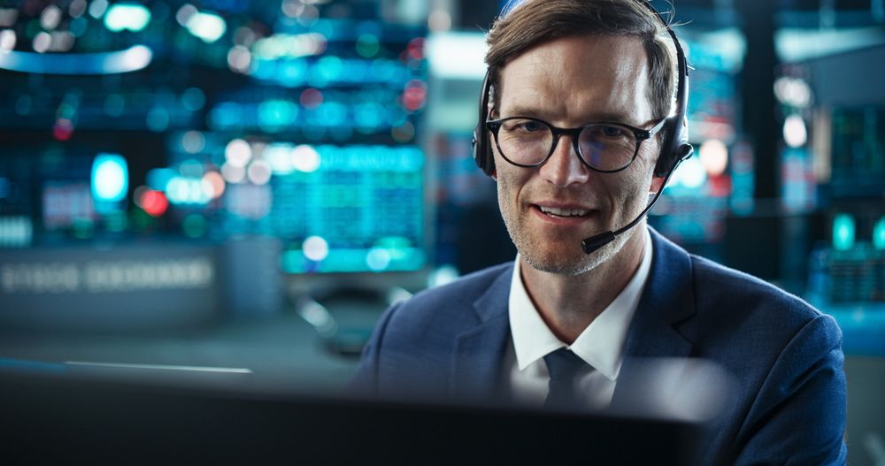 Close Up Portrait of a Smart and Thoughtful Stock Exchange Broker.