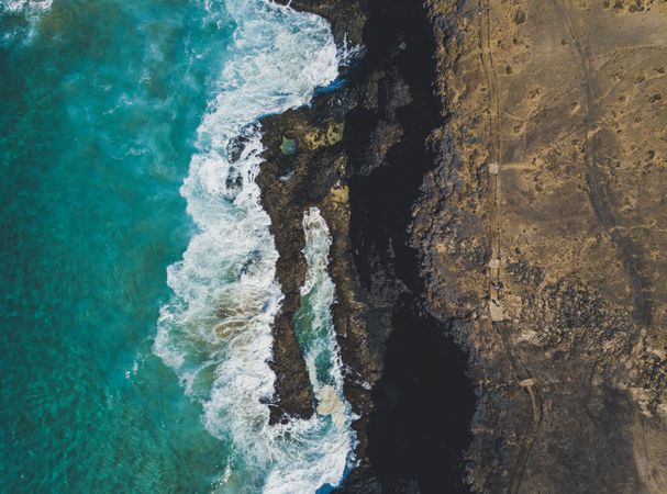Amazing shoreline of ocean from drone