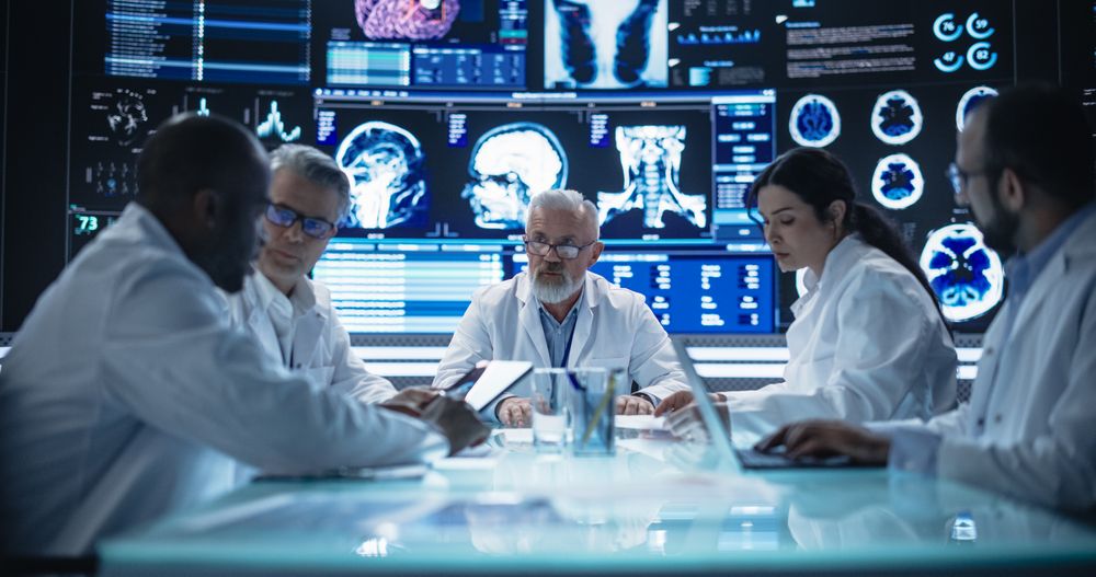 Team of Medical Professionals Having a Meeting in a Research and Development Science Laboratory.