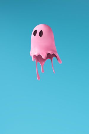Pink halloween ghost made out of paint