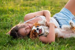 Teen girl with the dog